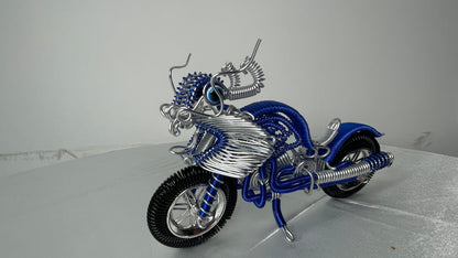 Handmade Aluminum Wire Dragon Head Motorcycle – Unique Artisan Sculpture