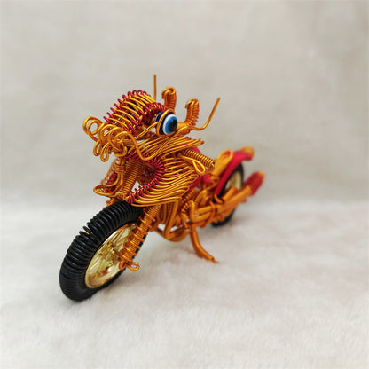 Handmade Aluminum Wire Dragon Head Motorcycle – Unique Artisan Sculpture