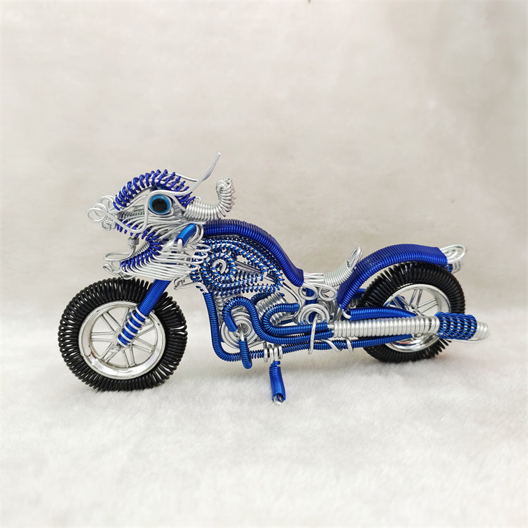 Handmade Aluminum Wire Dragon Head Motorcycle – Unique Artisan Sculpture