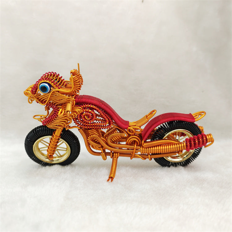 Handmade Aluminum Wire Dragon Head Motorcycle – Unique Artisan Sculpture