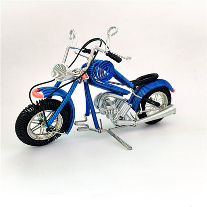 Artisan-Crafted Wire Motorcycle Model – Eye-Catching Metal Sculpture"