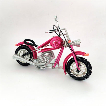 Artisan-Crafted Wire Motorcycle Model – Eye-Catching Metal Sculpture"