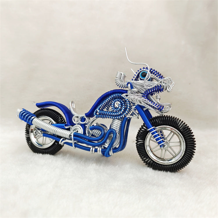 Handmade Aluminum Wire Dragon Head Motorcycle – Unique Artisan Sculpture