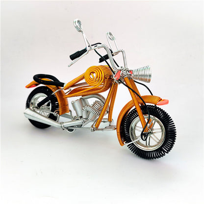 Artisan-Crafted Wire Motorcycle Model – Eye-Catching Metal Sculpture"